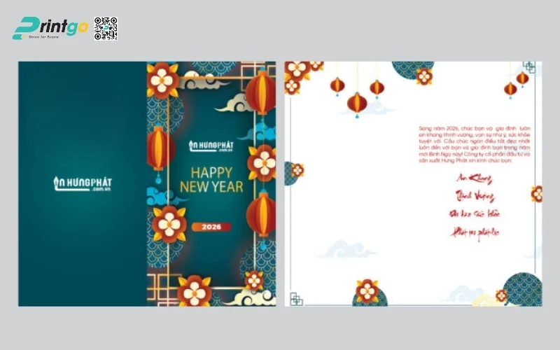 Mẫu thiệp chúc Tết khách hàng màu xanh hy vọng