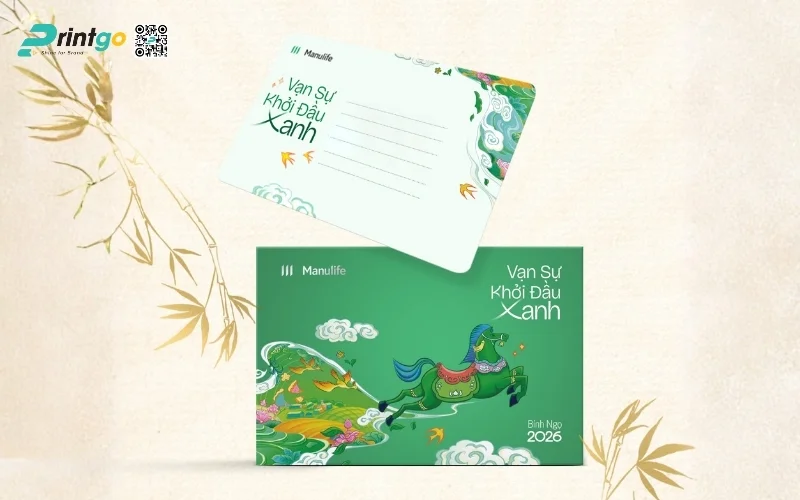 Mẫu thiệp chúc Tết khách hàng màu xanh hy vọng