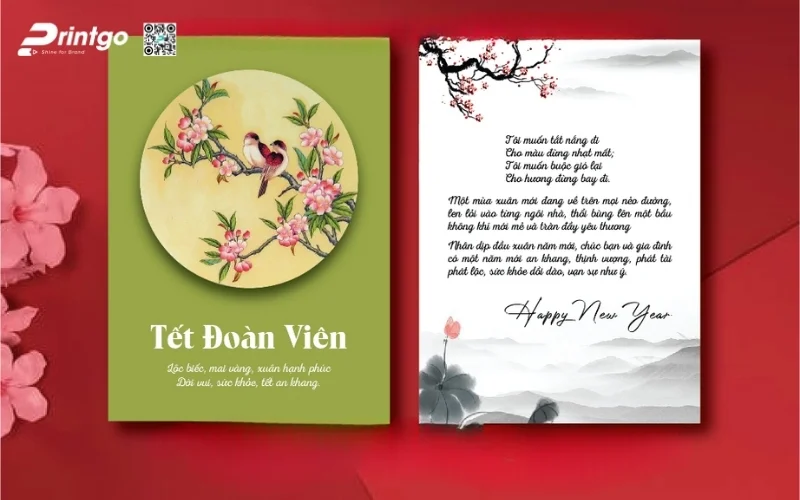 Mẫu thiệp chúc Tết khách hàng màu xanh hy vọng