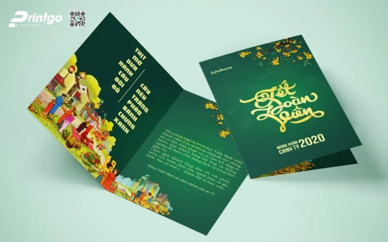 Mẫu thiệp chúc Tết khách hàng màu xanh hy vọng