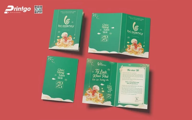 Mẫu thiệp chúc Tết khách hàng màu xanh hy vọng