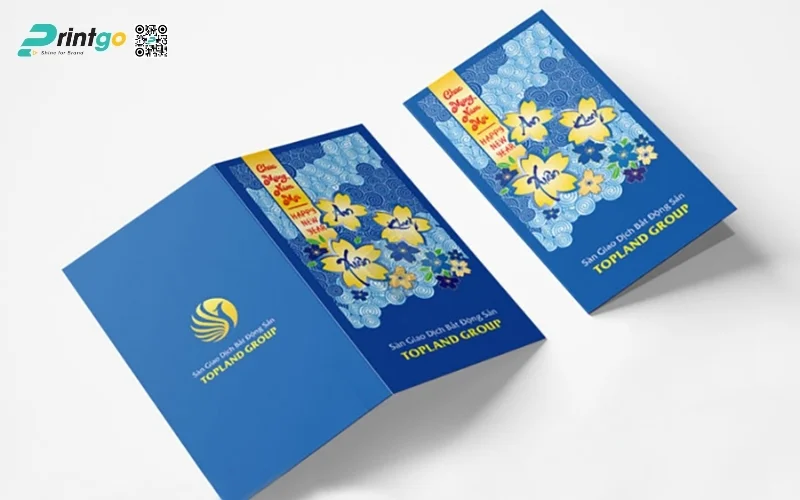 Mẫu thiệp chúc Tết khách hàng màu xanh hy vọng