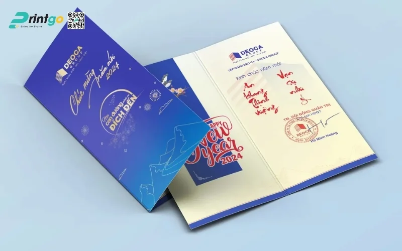Mẫu thiệp chúc Tết khách hàng màu xanh hy vọng