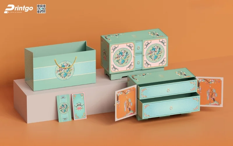 Mẫu hộp quà tết không rượu hình chữ nhật 