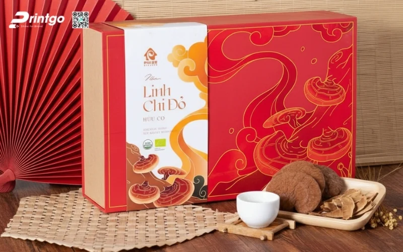 Mẫu hộp quà Tết nấm linh chi cao cấp và sang trọng nhất 2026