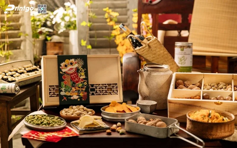 Mẫu hộp quà tết không rượu bằng gỗ
