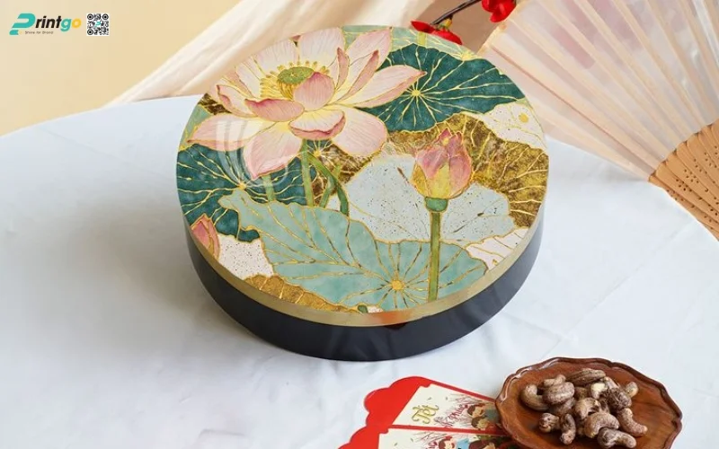 Mẫu hộp quà tết không rượu hình tròn