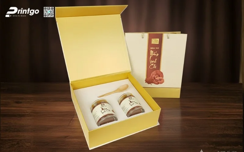 Mẫu hộp quà Tết nấm linh chi cao cấp và sang trọng nhất 2026