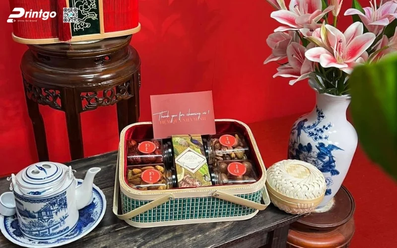 Mẫu hộp quà tết không rượu bằng gỗ