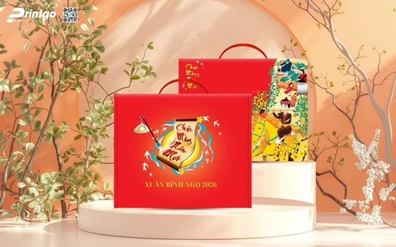 Mẫu hộp quà tết không rượu hình vuông 