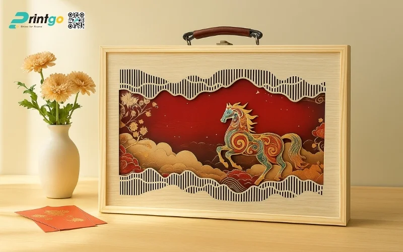 Hộp quà tết luxury thiết kế linh vật con ngựa