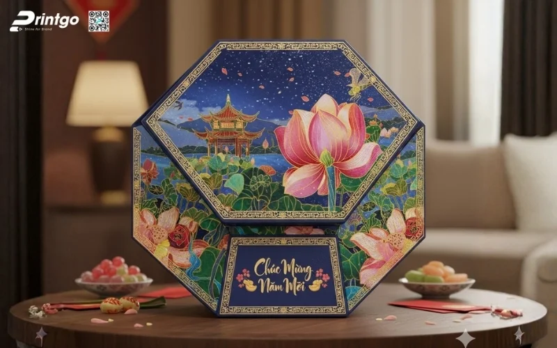 Hộp quà tết độc đáo hình lục giác, bát giác 