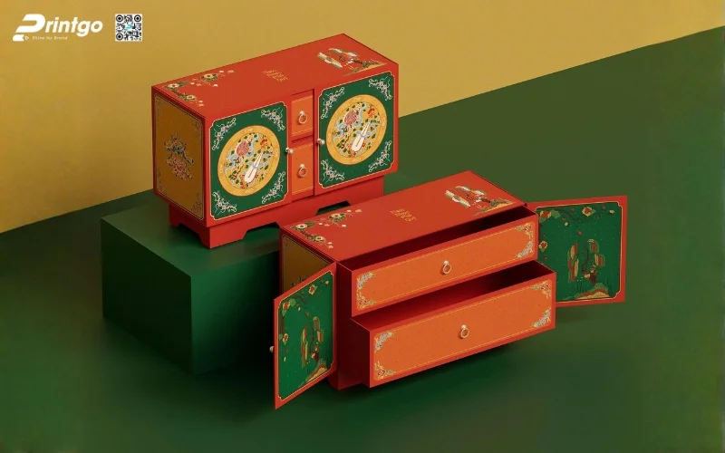 Mẫu hộp quà tết không rượu hình chữ nhật 