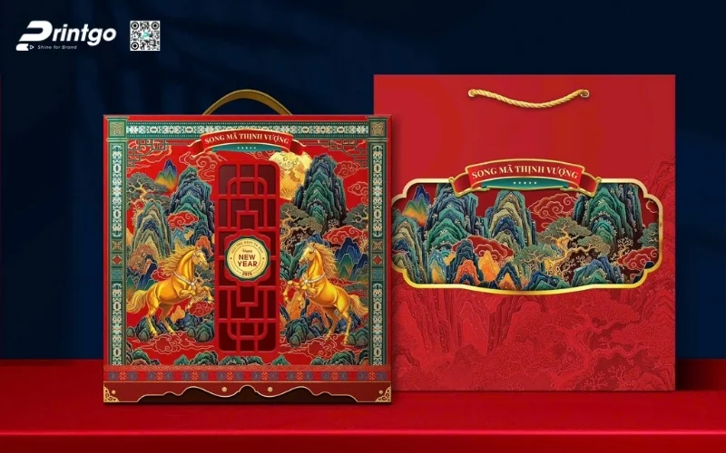 Hộp quà tết luxury thiết kế linh vật con ngựa