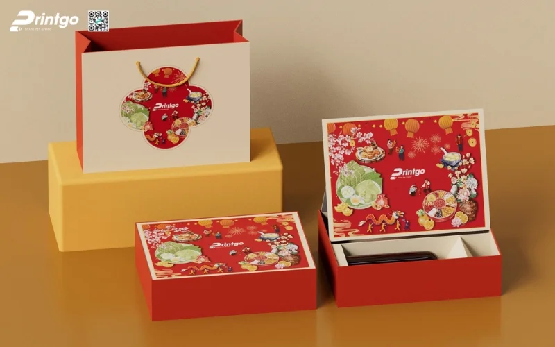 Mẫu hộp quà tết không rượu hình chữ nhật 