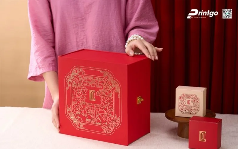 Mẫu hộp quà tết không rượu hình vuông 