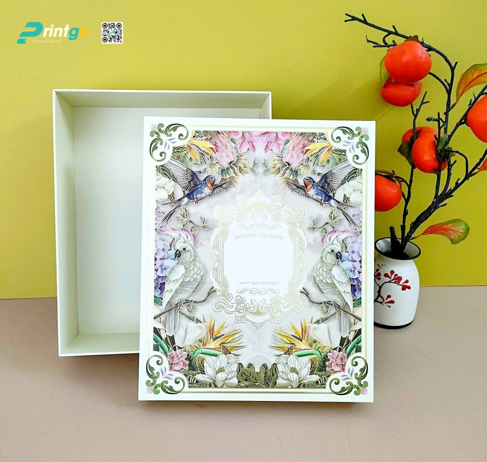 Hộp quà tết House of Gourmet với quy cách hộp âm dương hở đai