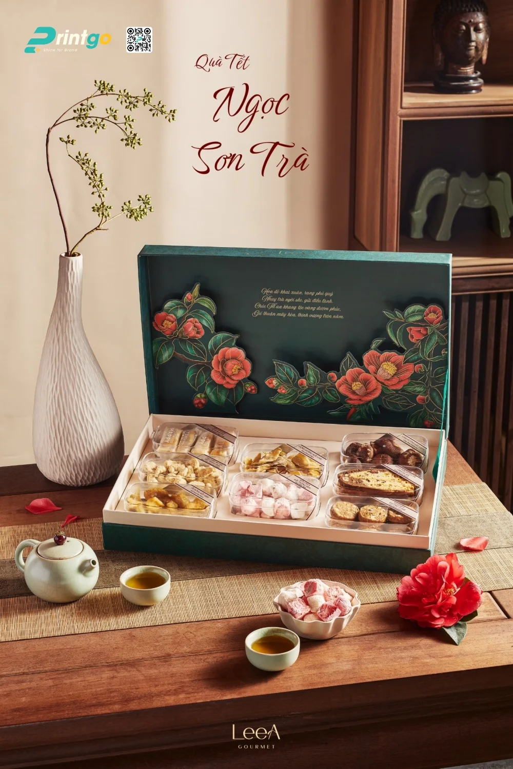 Kết cấu hộp quà tết âm dương bản lề 3D & gia công cán màng tơ tằm