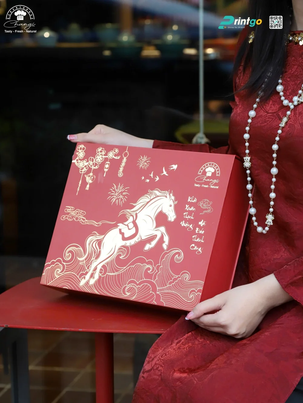 Hộp quà tết Tiệm bánh Changi - Bakery and Coffee do Printgo thiết kế và in ấn 