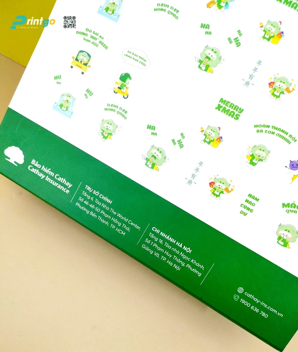 Lịch tết bảo hiểm Cathay với các stiker ngộ nghĩnh