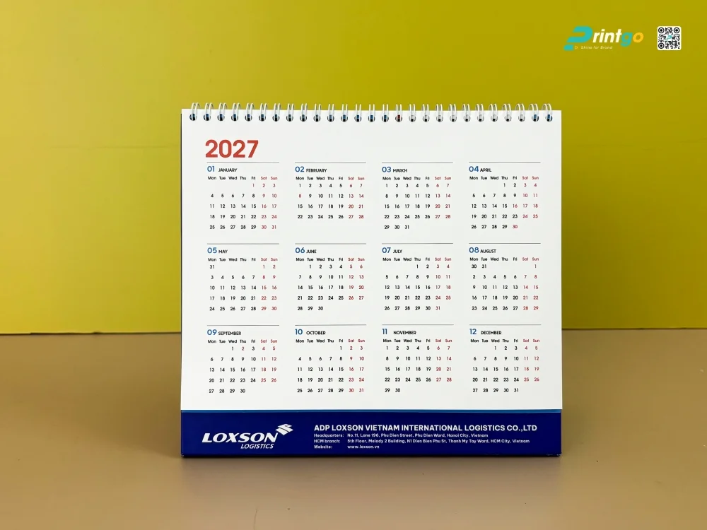 Lịch tết vận tải Loxson: Trang lịch tháng: Grid System chuẩn mực.
