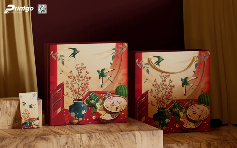 Quà tặng cho khách hàng: Mẫu hộp quà tết bán sẵn của Printgo