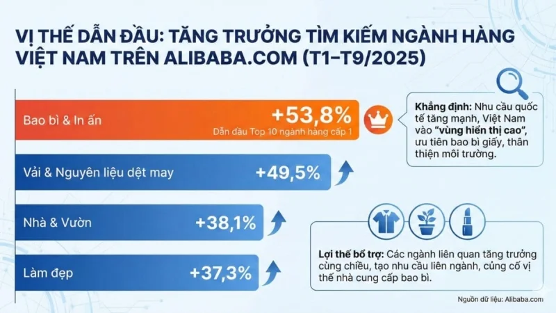 Vị thế của ngành Bao bì & In ấn Việt Nam trên Alibaba.com