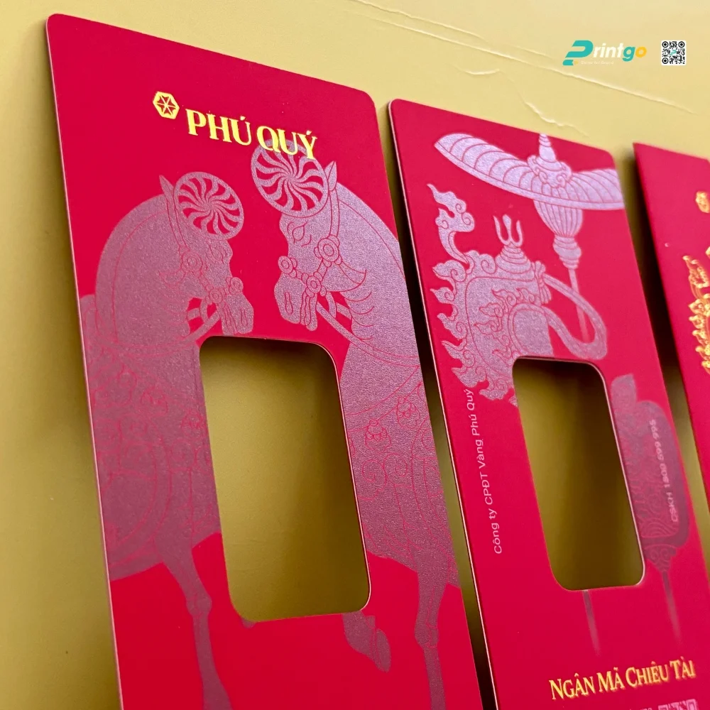 Bao bì đựng bạc 1 Lượng - "Ngân Mã Chiêu Tài" in uv nổi bật hình ngựa