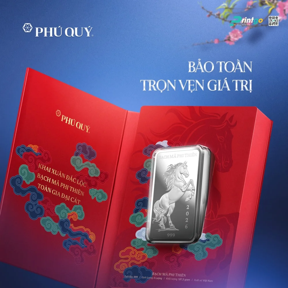 Hộp đựng bạc 5 lượng - "Bạch Mã Phi Thiên"