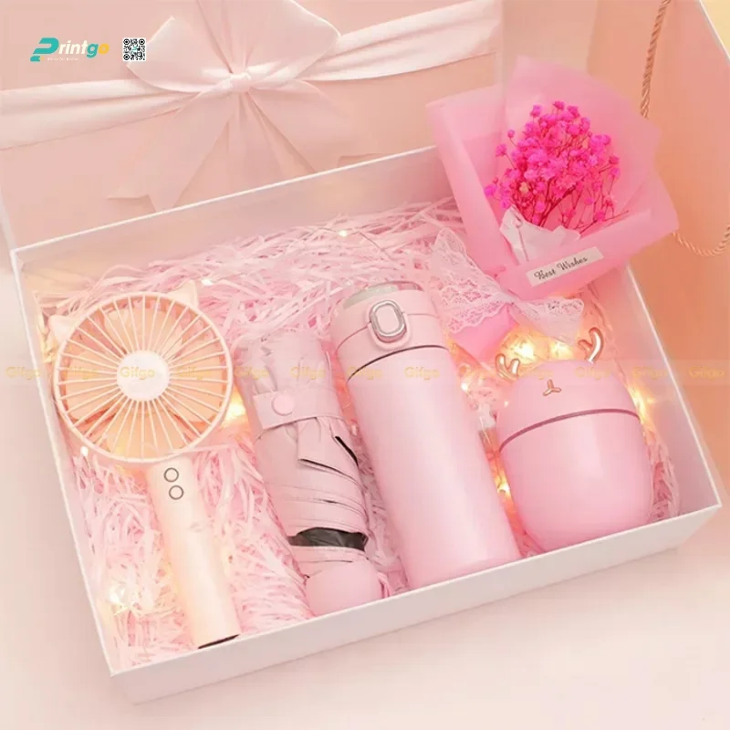 Set quà 8/3 mix bình giữ nhiệt và quạt cầm tay, ô