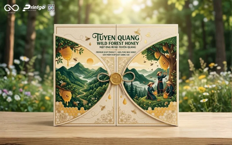 Thiết kế hộp mật ong hương rừng quà tặng cao cấp