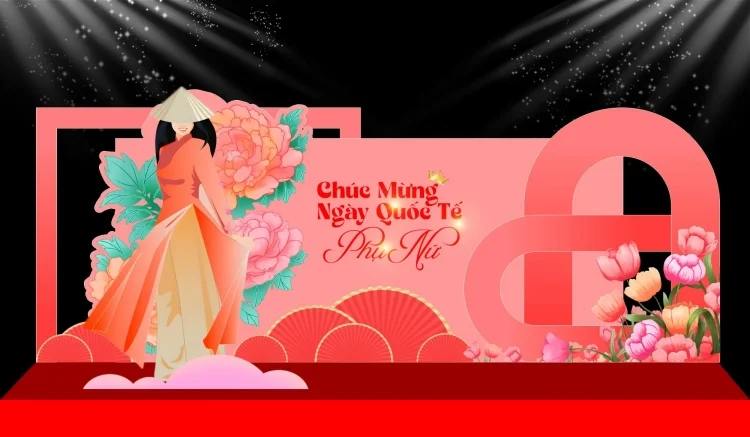 69+ mẫu backdrop 8/3 đẹp, ấn tượng, hợp xu hướng 2026