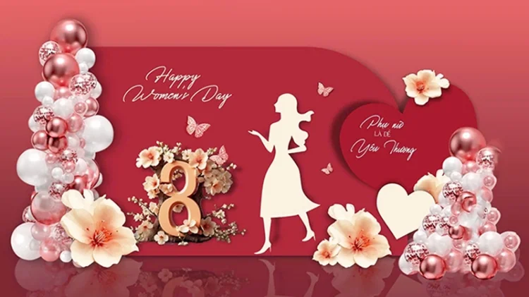 69+ mẫu backdrop 8/3 đẹp, ấn tượng, hợp xu hướng 2026