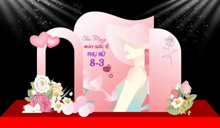 69+ mẫu backdrop 8/3 đẹp, ấn tượng, hợp xu hướng 2026
