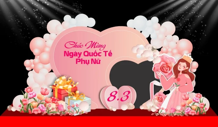 69+ mẫu backdrop 8/3 đẹp, ấn tượng, hợp xu hướng 2026