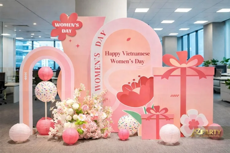 69+ mẫu backdrop 8/3 đẹp, ấn tượng, hợp xu hướng 2026