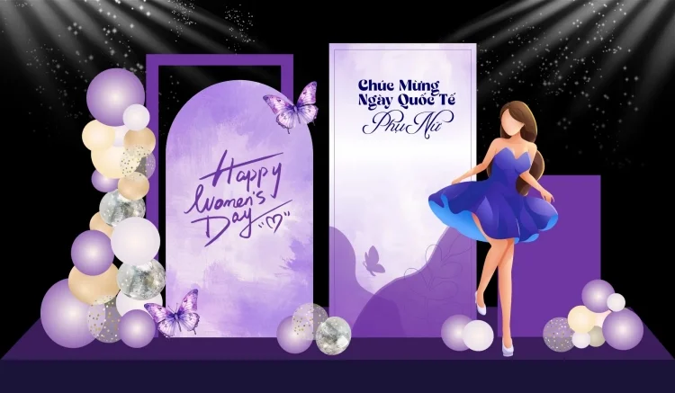 69+ mẫu backdrop 8/3 đẹp, ấn tượng, hợp xu hướng 2026