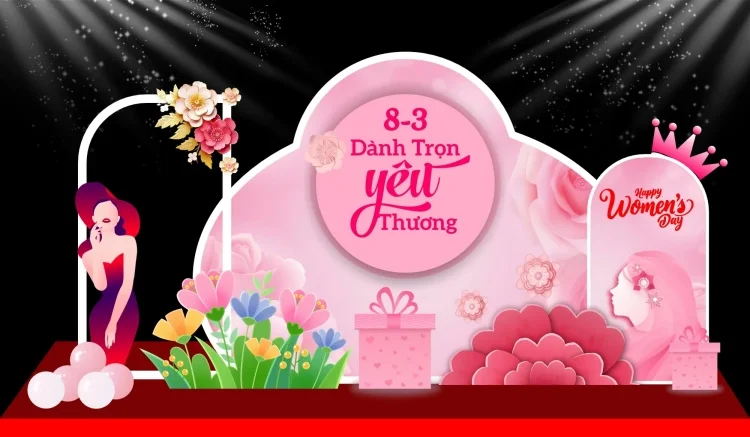 69+ mẫu backdrop 8/3 đẹp, ấn tượng, hợp xu hướng 2026