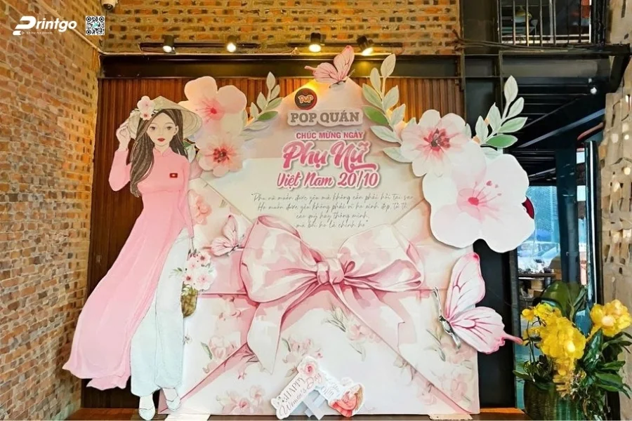 Mẫu backdrop sự kiện 8/3 đẹp được nhiều doanh nghiệp lựa chọn