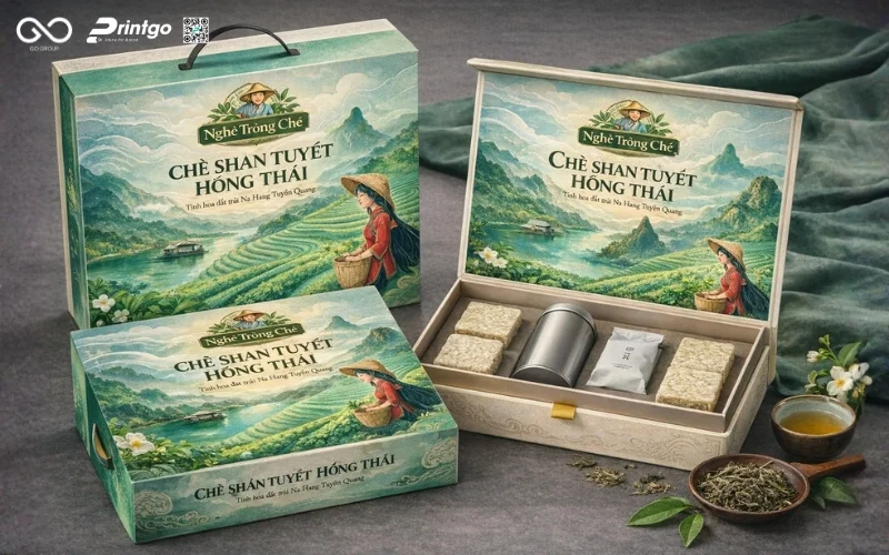 Ý tưởng bao bì chè shan tuyết Hồng Thái kể câu chuyện vùng chè