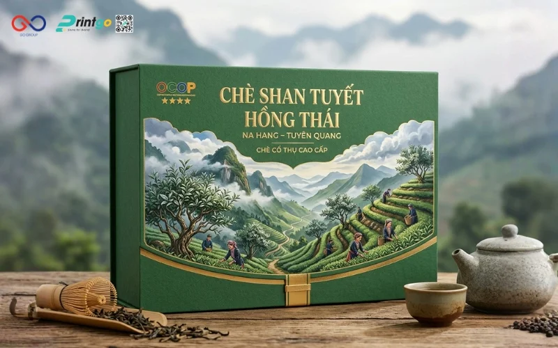 Ý tưởng hộp chè shan tuyết Hồng Thái lấy cảm hứng từ núi rừng Na Hang