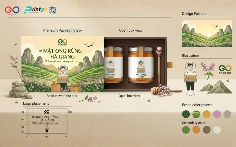 Phương án thay đổi bao bì sản phẩm OCOP Tuyên Quang mật ong