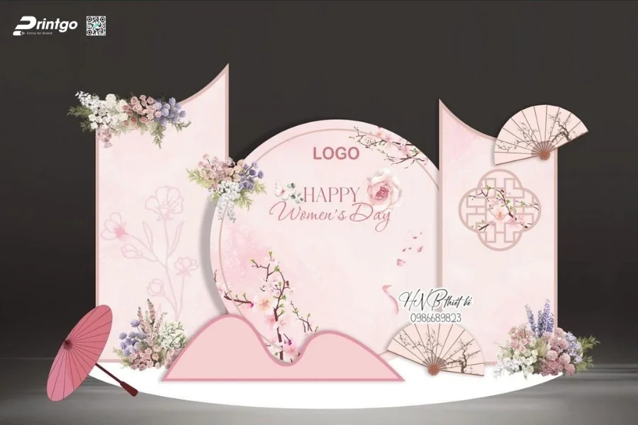 Mẫu backdrop sự kiện 8/3 Quốc tế phụ nữ 2026