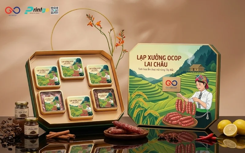 Mẫu cải tiến bao bì lạp xưởng OCOP Lai Châu 