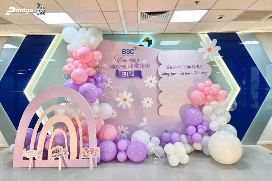 Mẫu backdrop sự kiện 8/3 đẹp được nhiều doanh nghiệp lựa chọn