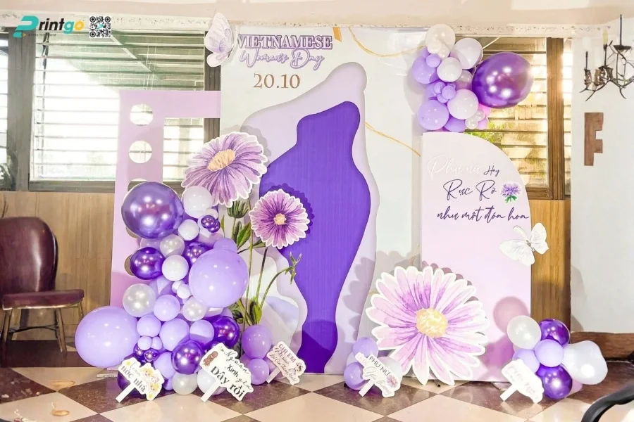 Mẫu backdrop sự kiện 8/3 đẹp được nhiều doanh nghiệp lựa chọn