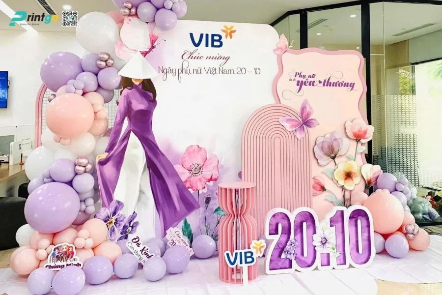 Mẫu backdrop sự kiện 8/3 đẹp được nhiều doanh nghiệp lựa chọn