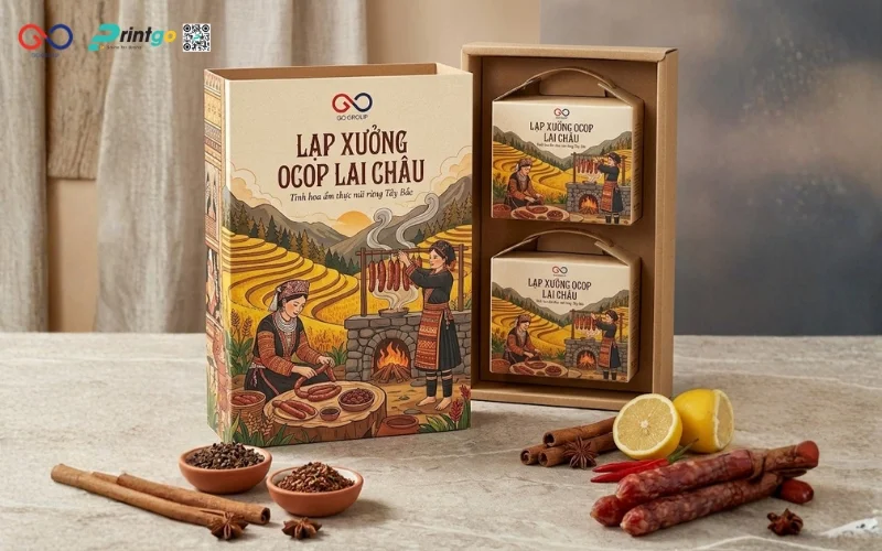 Mẫu cải tiến bao bì lạp xưởng OCOP Lai Châu 