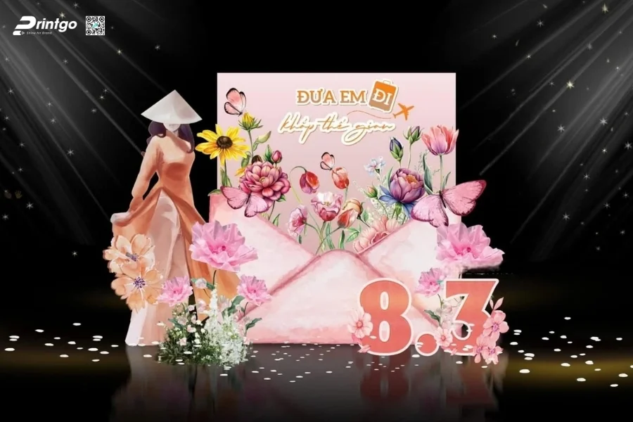 Mẫu backdrop sự kiện 8/3 Quốc tế phụ nữ 2026