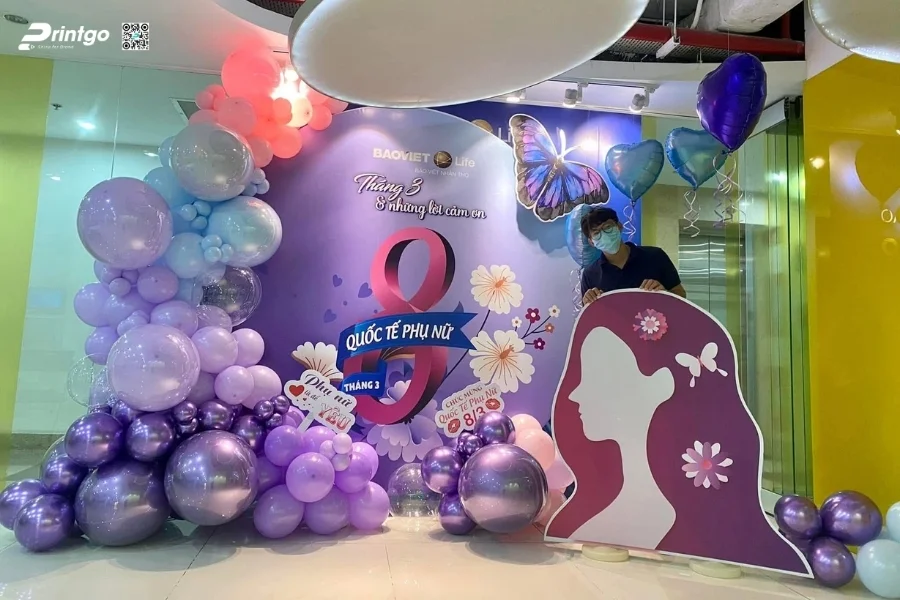 Mẫu backdrop sự kiện 8/3 đẹp dành cho doanh nghiệp